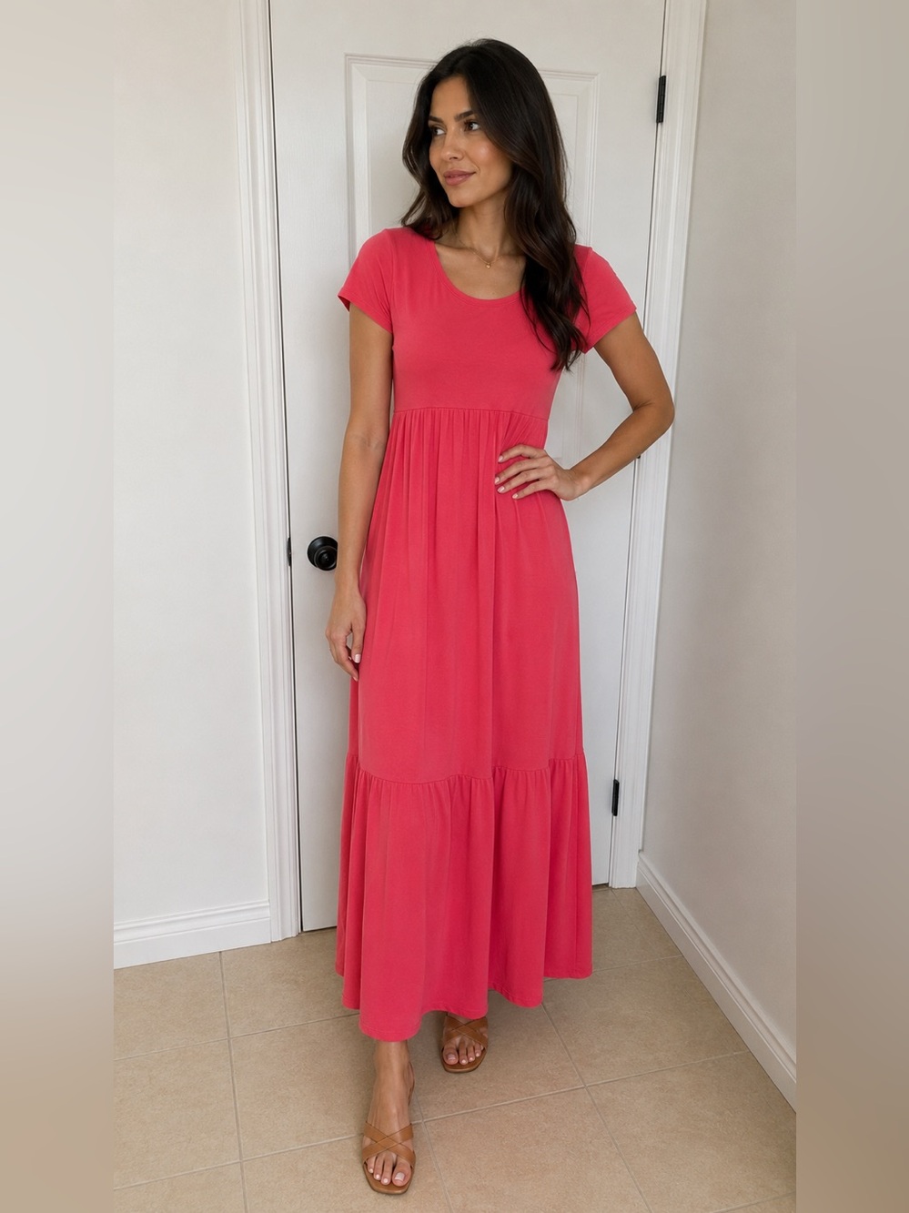 Women's Coral Maxi Dress